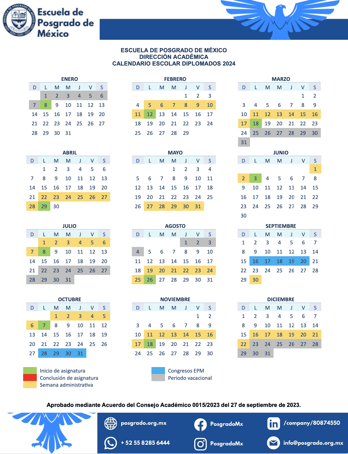 Calendario ordinario EPM 2024